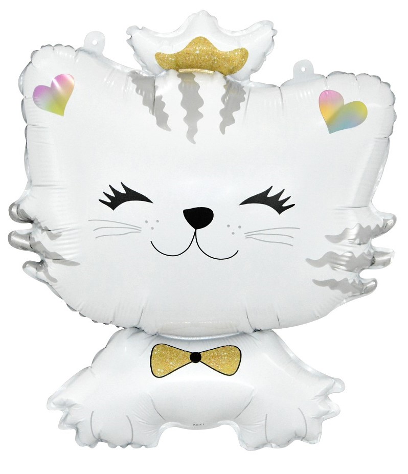 Foliowany balon 39x49 cm. Biały kotek
