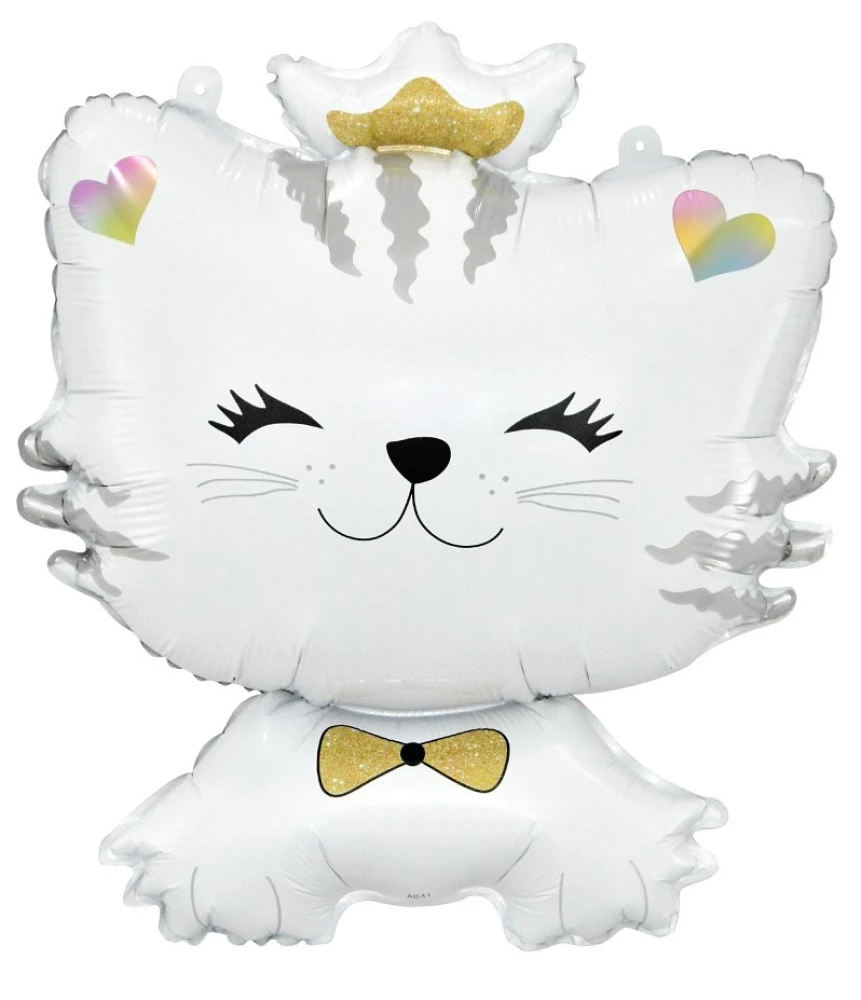 Foil balloon 39x49 cm. White kitten