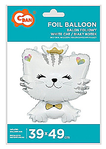 Foil balloon 39x49 cm. White kitten