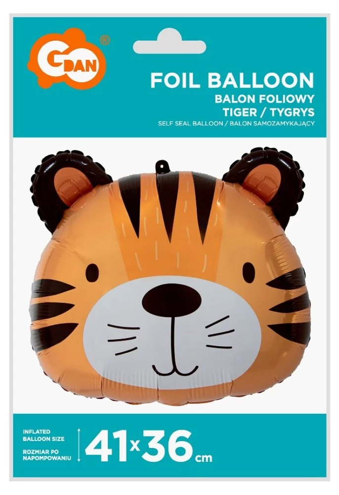 Foil Balloon 41x36cm. Tiger