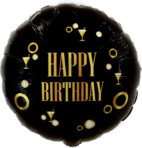 Foil balloon 18"/46 cm. Happy Birthday (Black)