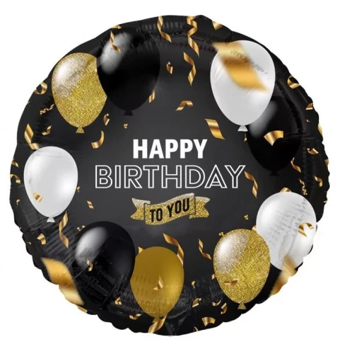 Foil Balloon Happy Birthday, Black