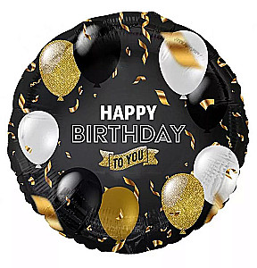 Foil Balloon Happy Birthday, Black