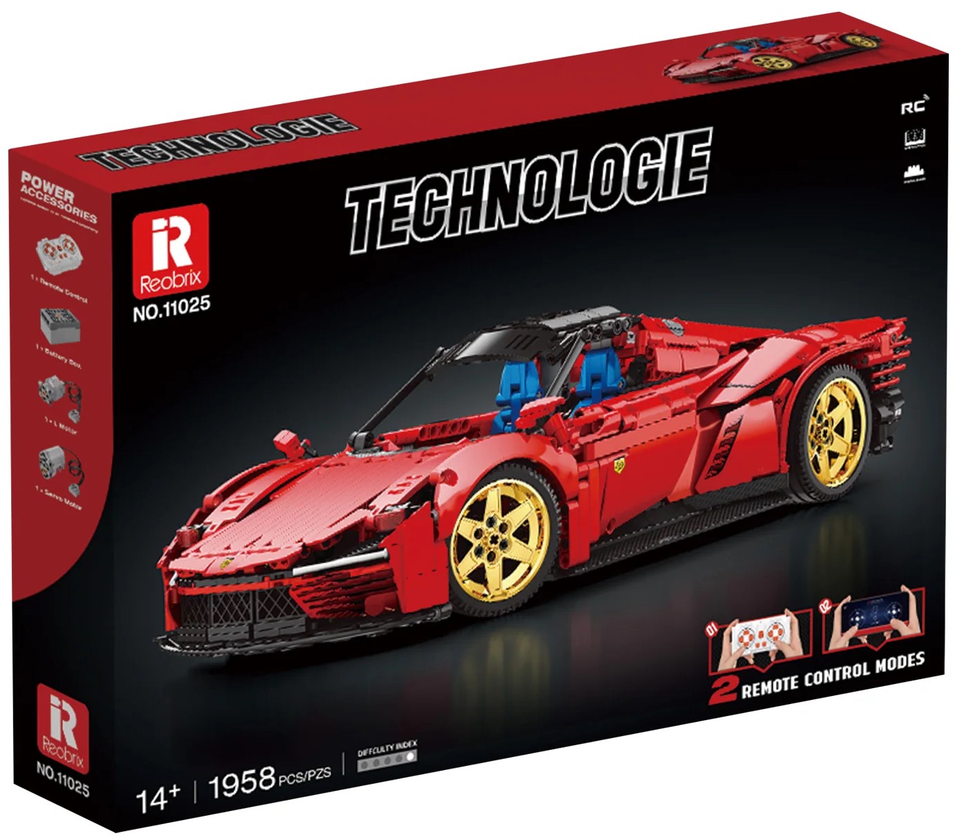 Konstruktors TECHNOLOGIE modelis Ferrari ar tālvadību, 1958 detaļas