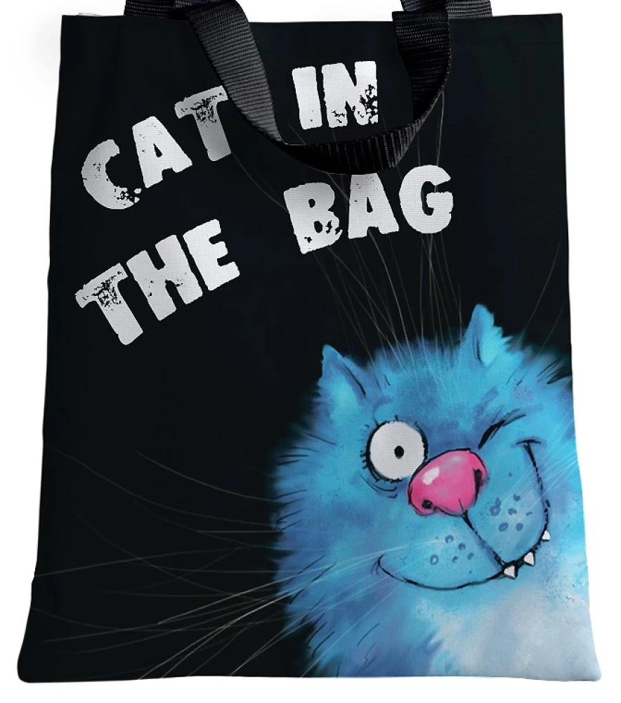 Shopper Bag - Blue Cats. Cat in the Bag