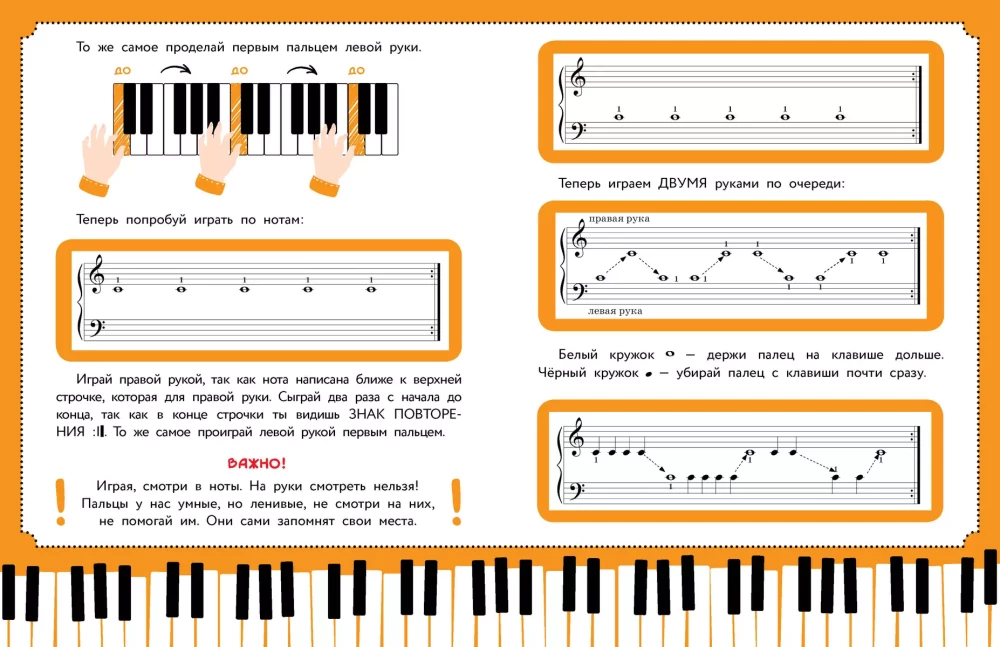 Children's Self-Tutorial for Playing the Piano. With Stickers