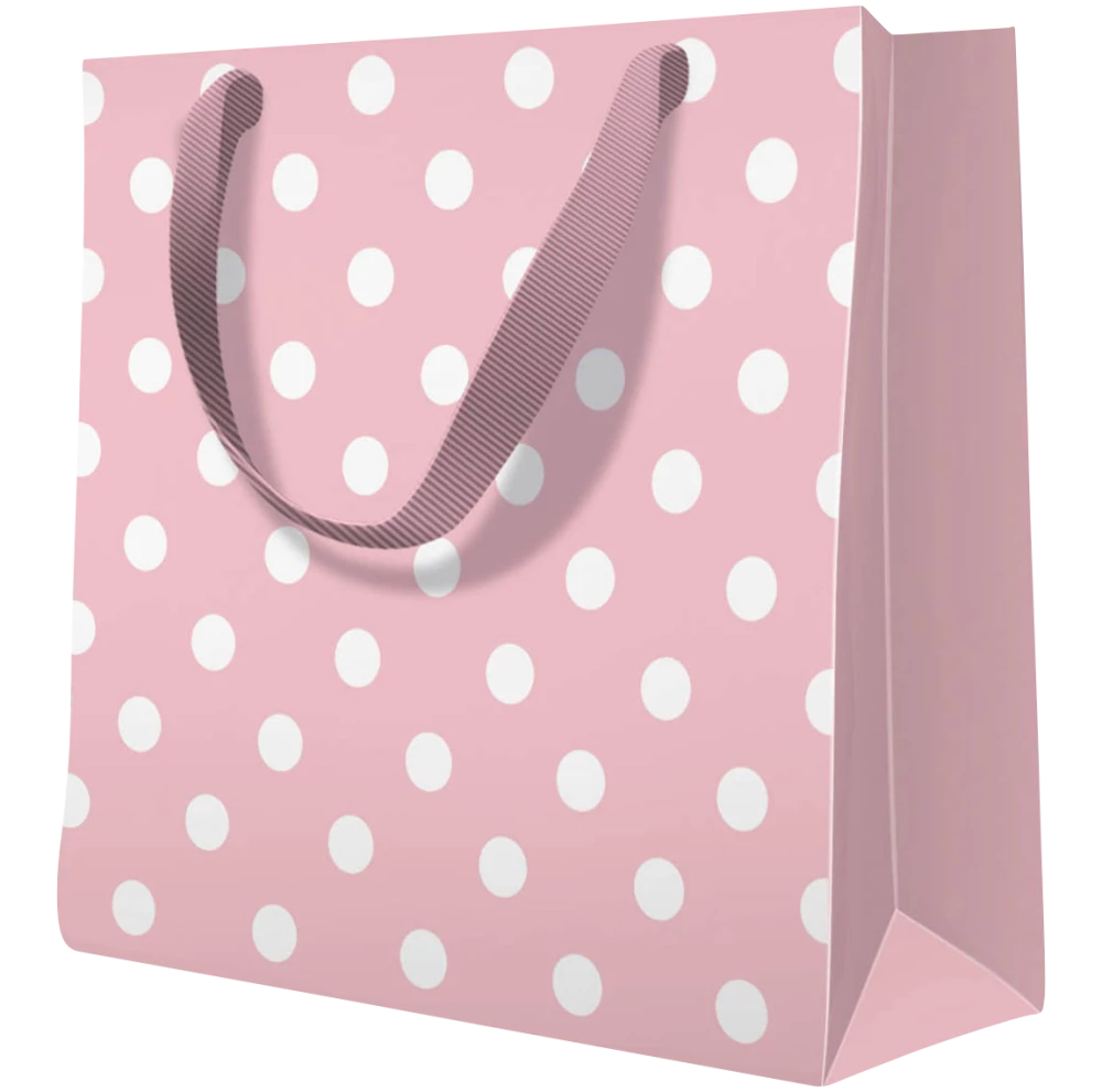 Gift bag - Dotsy Check rosa (17x17x6)