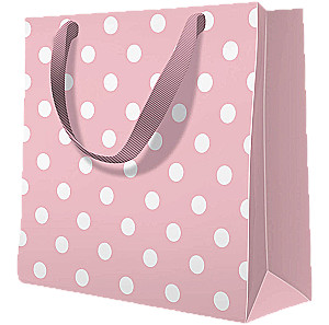Gift bag - Dotsy Check rosa (17x17x6)