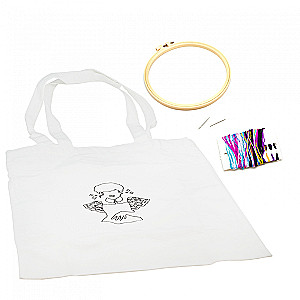Creative set - Wonderday. Embroidery on a shopper. Girl