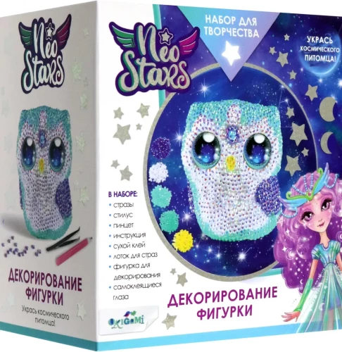 Creative Set - Neo Stars. Figurine for Decorating with Rhinestones. Owl Moony