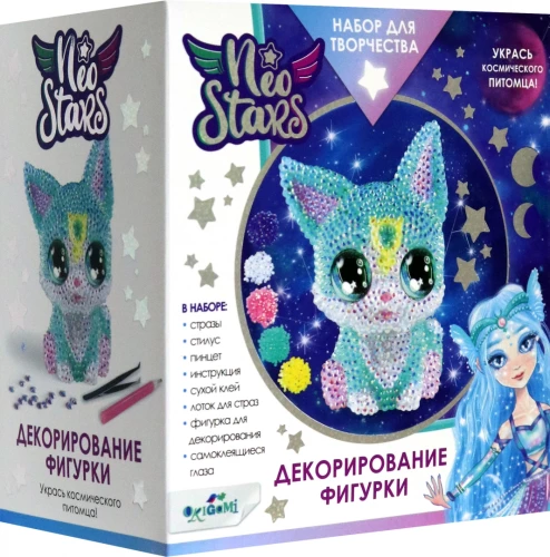 Creative Set - Neo Stars. Figurine for Decorating with Rhinestones. Kitten Twinkly