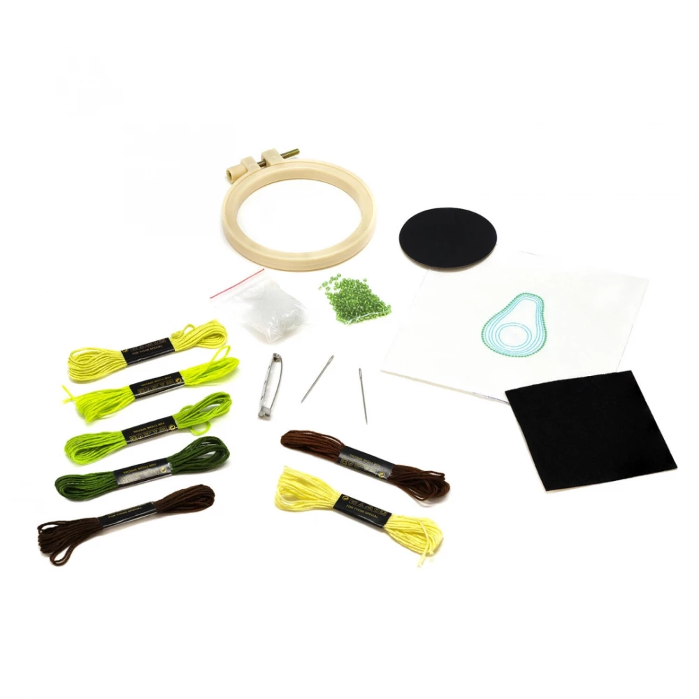 Craft Set - Embroidery Brooch. Avocado