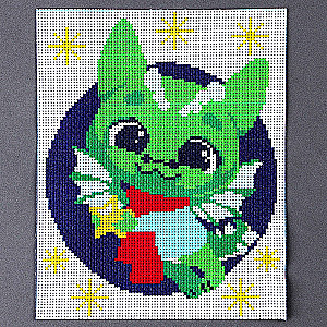 Cross Stitch. Little Dragon with a Star