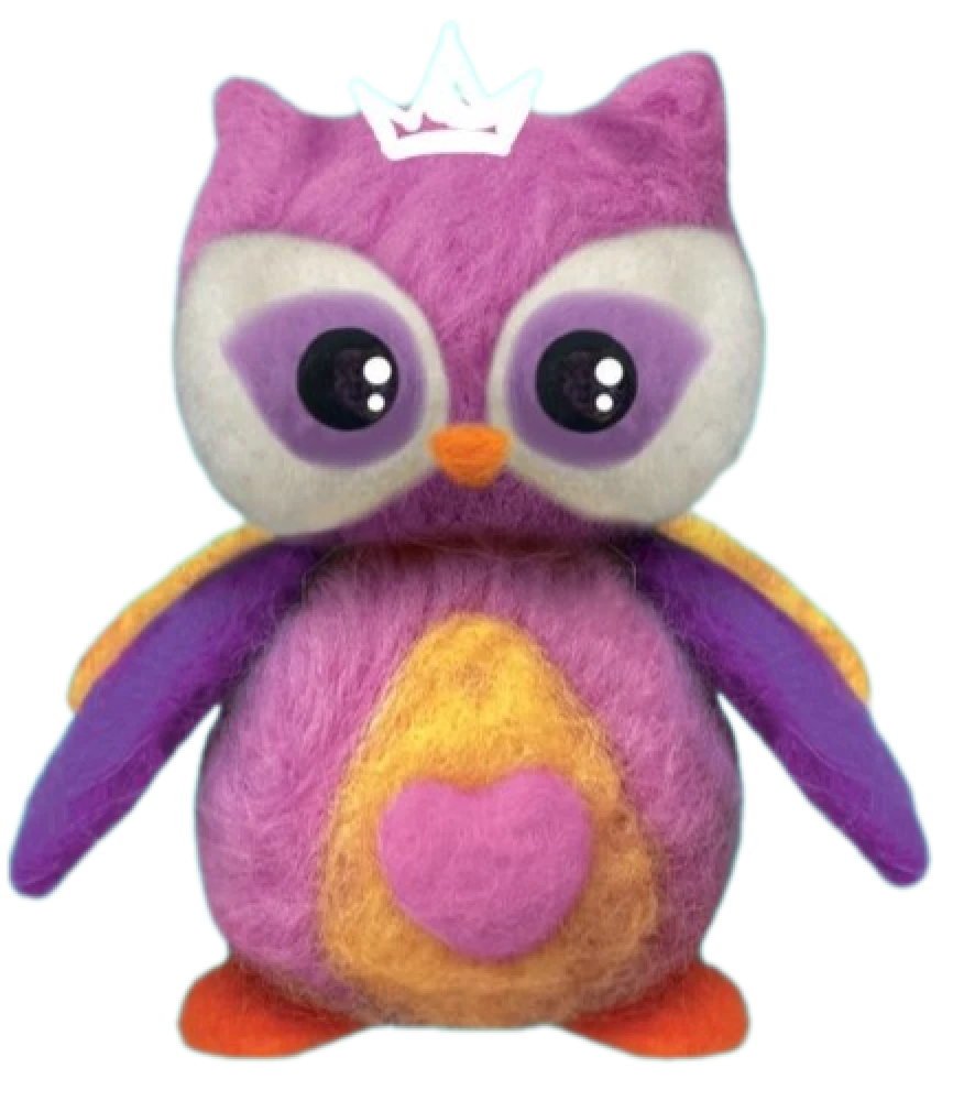 Wool Toy. Bright Owl. Dry Felting Technique