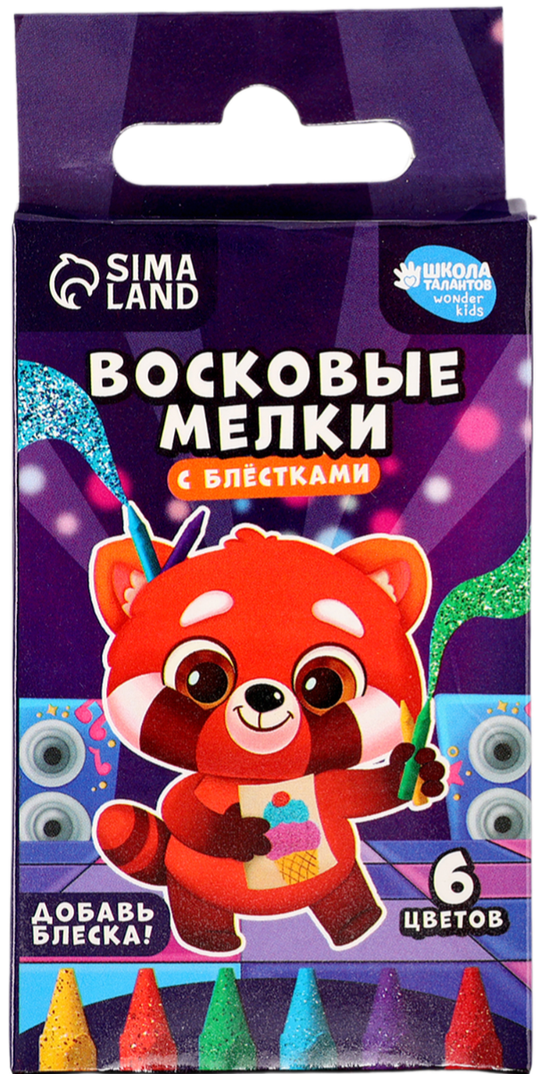 Vaska krītiņi ar spīdumu - Panda, komplekts 6 krāsas