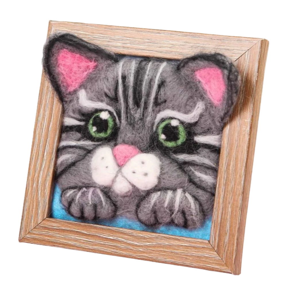 Volumetric wool painting - Kitten (10x10)