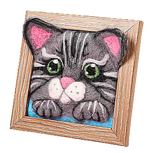 Volumetric wool painting - Kitten (10x10)
