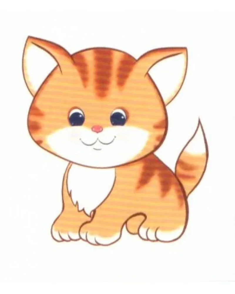 Counting material. Set of 20 die-cut figures made of dense cardboard. Kitten