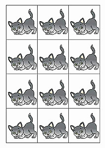 Counting material. Set of 20 die-cut figures made of dense cardboard. Kitten