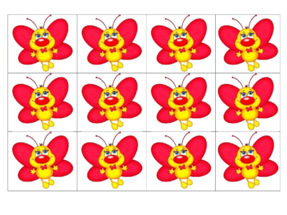 Counting Material. Set of 20 die-cut figures made of thick cardboard. Butterfly