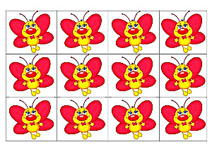 Counting Material. Set of 20 die-cut figures made of thick cardboard. Butterfly