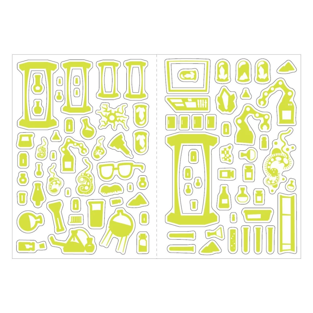 Book with Glowing Stickers. Crazy Laboratory (90 Stickers)