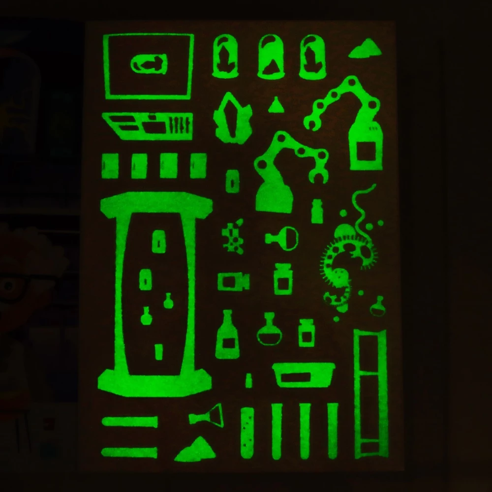 Book with Glowing Stickers. Crazy Laboratory (90 Stickers)