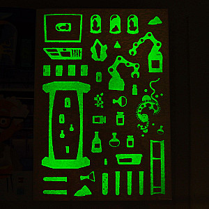 Book with Glowing Stickers. Crazy Laboratory (90 Stickers)