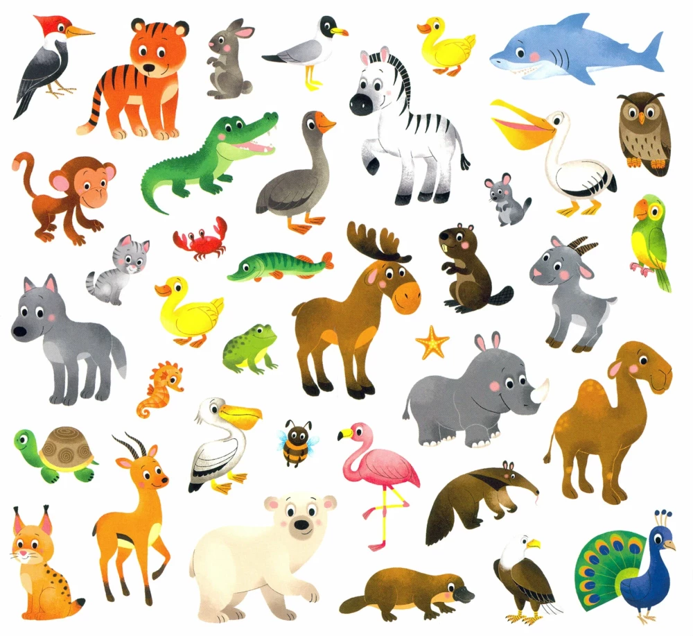 Animals. Sticker Book with Stickers. 150 pieces