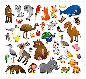 Animals. Sticker Book with Stickers. 150 pieces