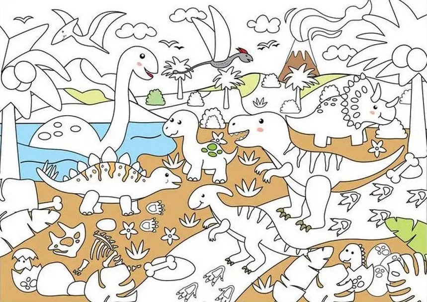 Reusable Coloring - The World of Dinosaurs