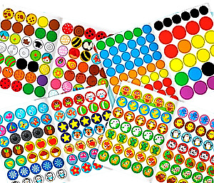 Circle Stickers. 4 books. The World Around, Babies and Mothers, Transport, Whose Color?