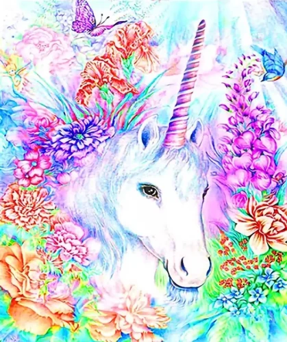 Diamantmalerei mit Staffelei - Einhorn