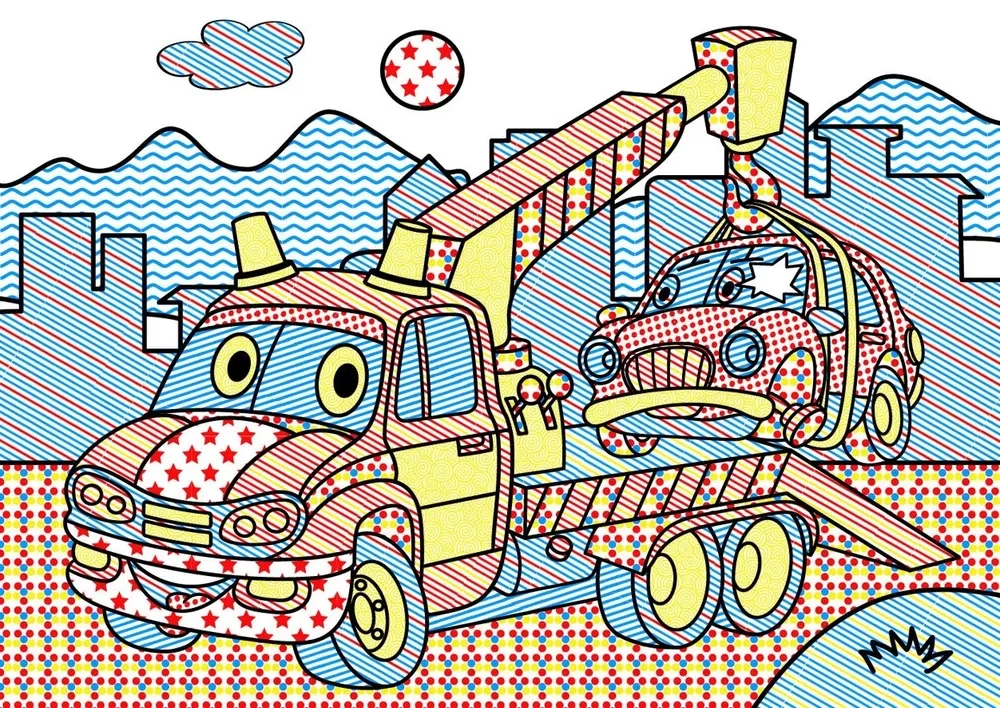 Magical Watercolor Coloring Book. Special Transport
