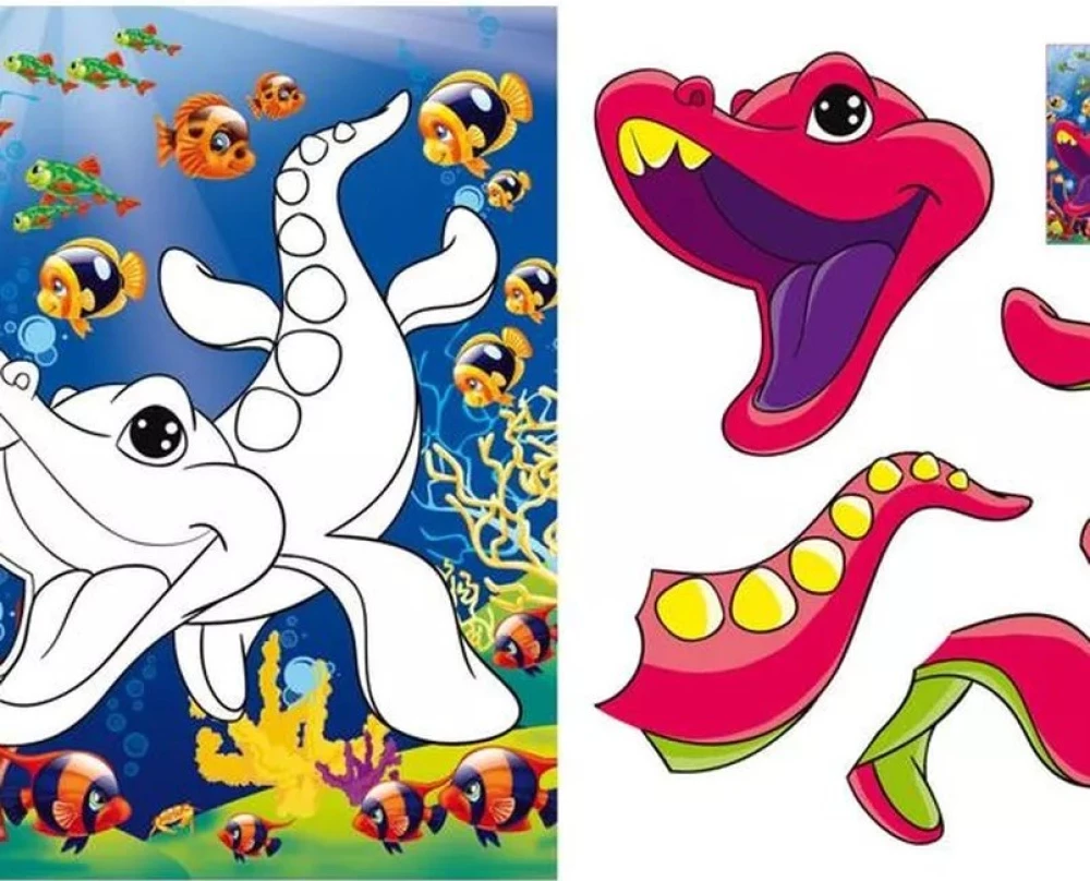 Applications + Coloring. Funny Dinosaurs