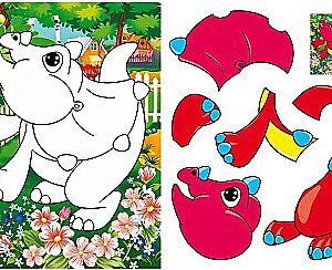 Applications + Coloring. Funny Dinosaurs