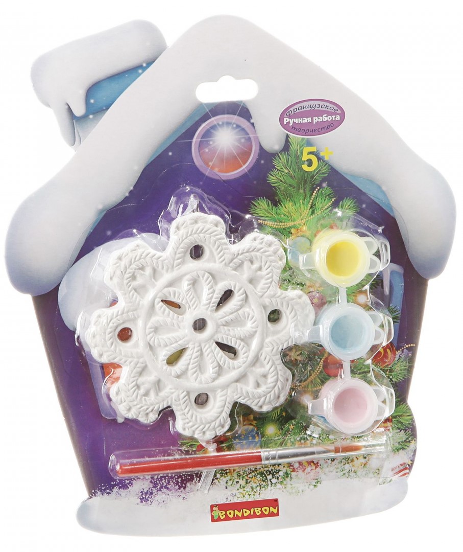 Набор для творчества -  Ёлочные украшения. Снежинка на карте домик