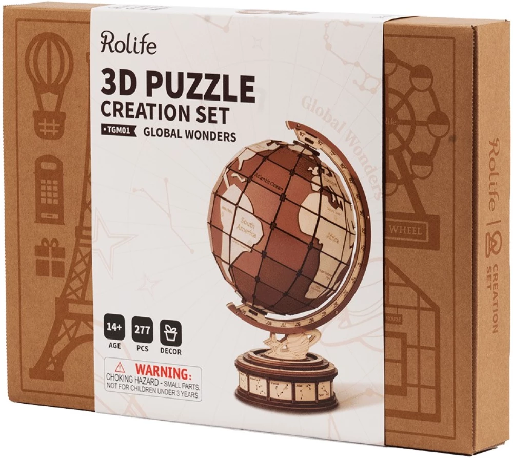 Drewniana układanka 3D - Globus. Cuda świata