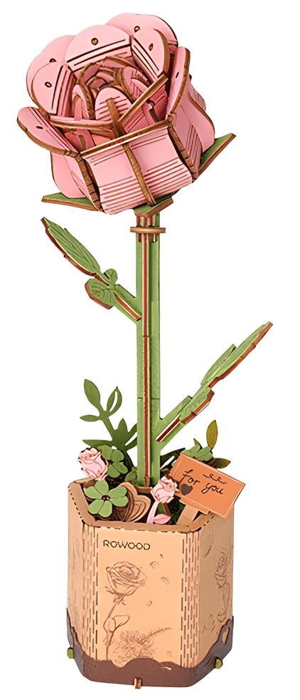 Koka puzle - Rozā roze