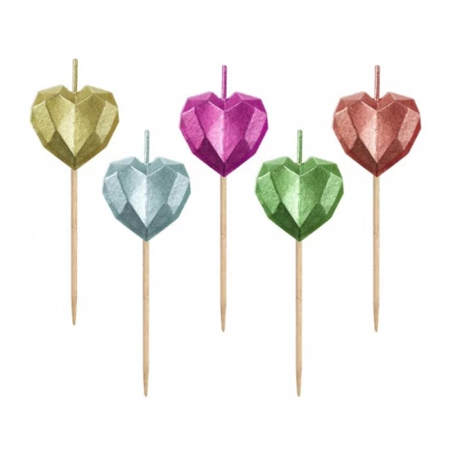 Candle Set - Heart, 5 pieces
