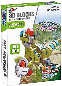 3D Constructor - Green Dinosaur, 60 Pieces