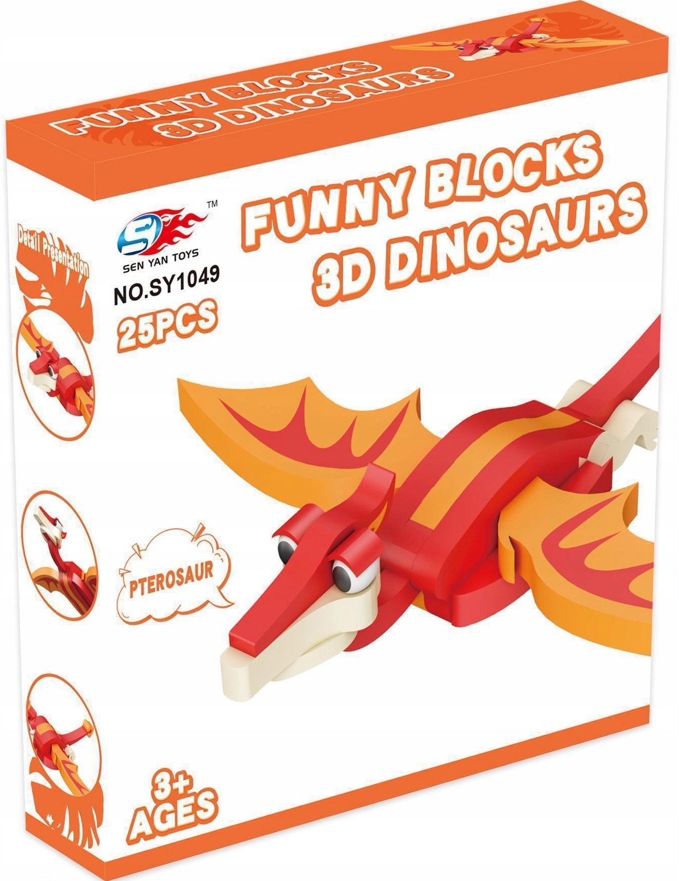3D constructor - Orange dinosaur, 25 pieces
