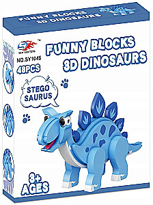 3D Designer - Blue Dinosaur, 48 Pieces