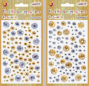 Self-adhesive stones - Circles. Gold and silver, in assortment