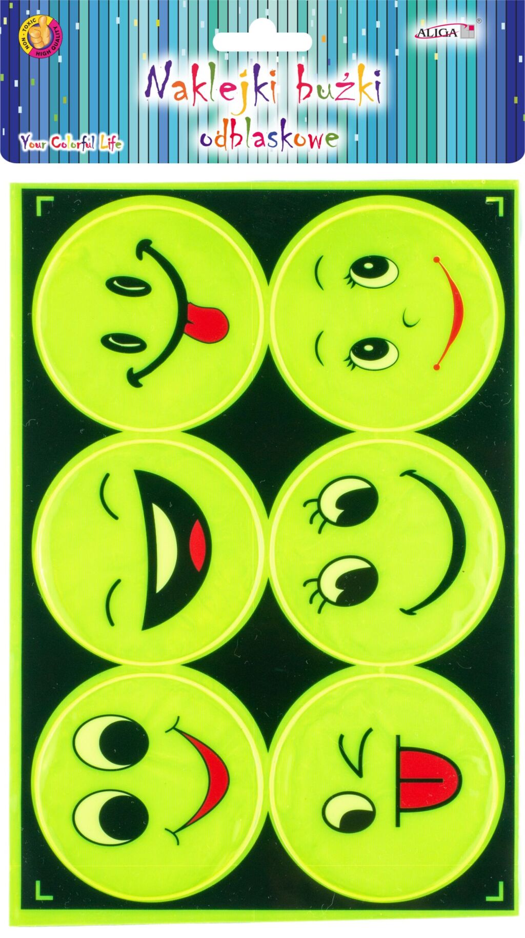 Aufkleber - Reflektierende Smileys, 6 Stück