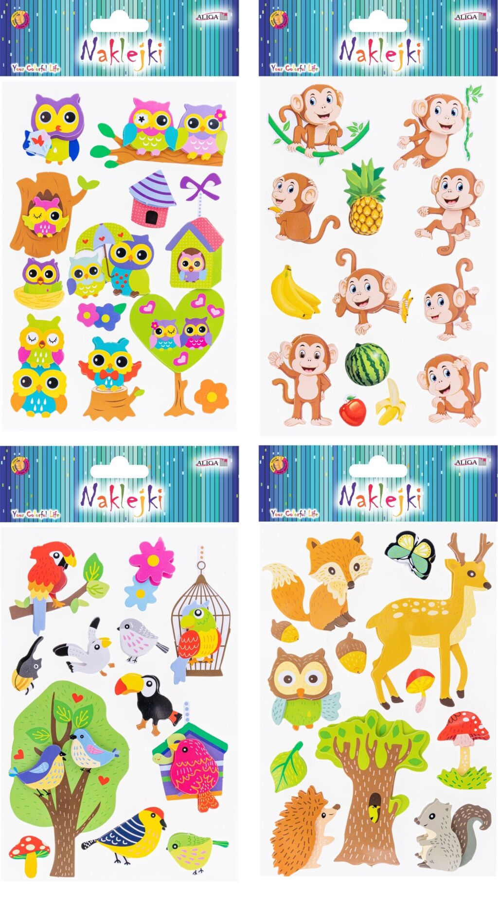 3D-Aufkleber - Vögel, sortiert