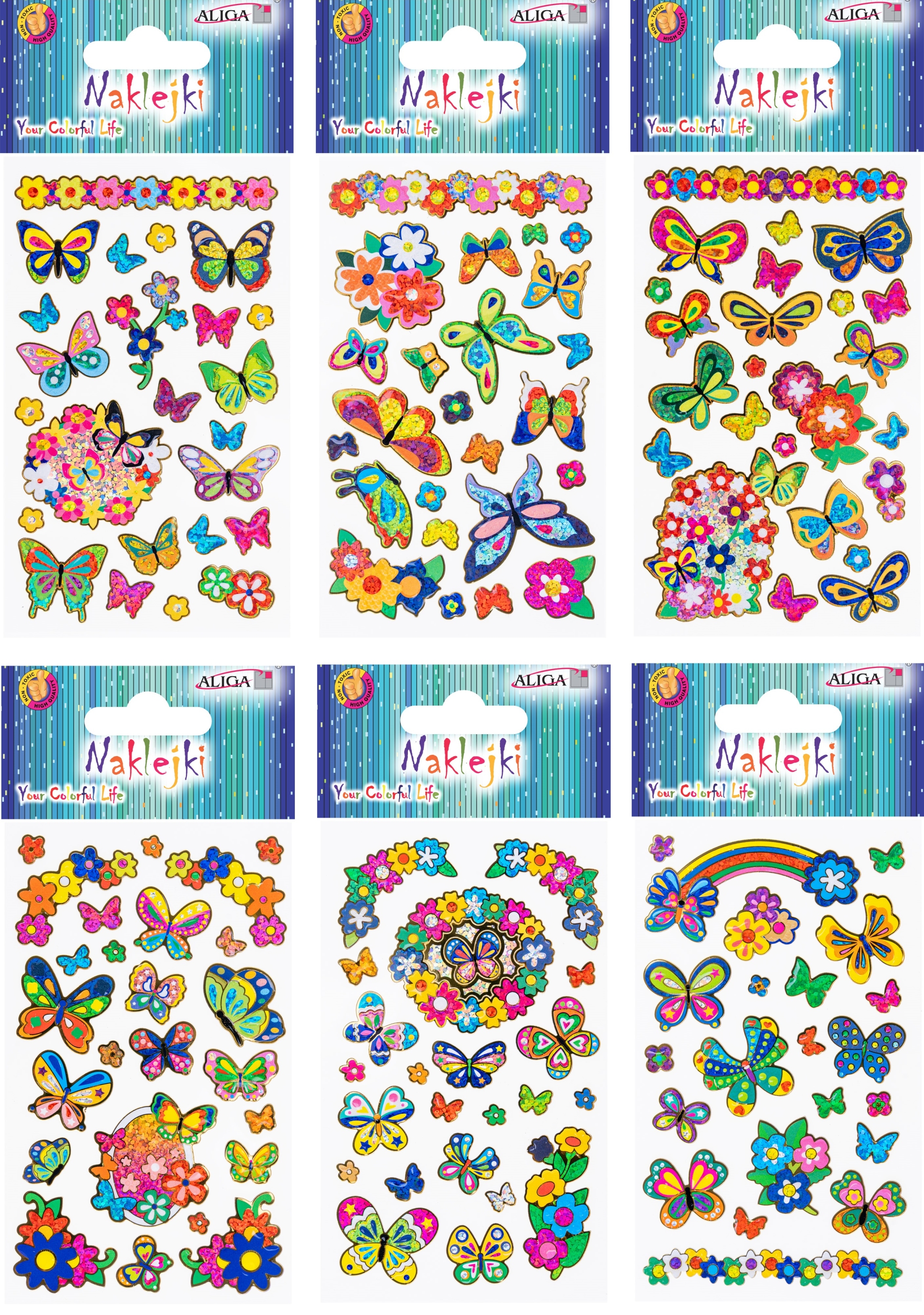 Aufkleber - Schmetterlinge, Blumen (Mix)