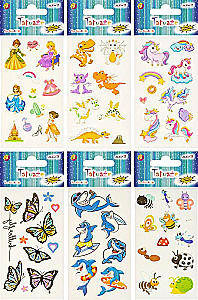 Glow in the dark tattoos, assorted