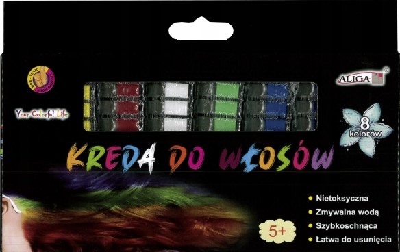 Matu krītiņi ar ķemmi, komplekts 8 krāsās