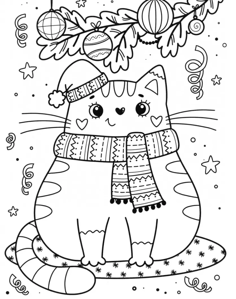 Art Coloring Book for New Year. Snowman in a Car